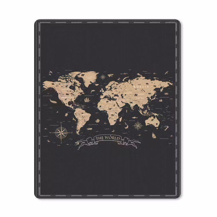 Mauspad - Weltkarte - Beige - Schwarz — 1