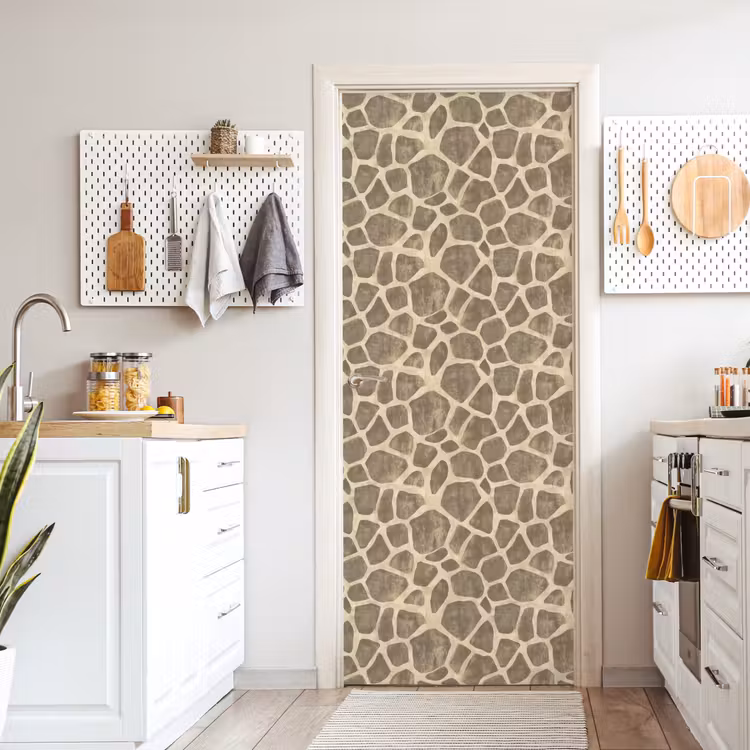 Türtapete - Giraffe - Muster - Beige - Braun — 6