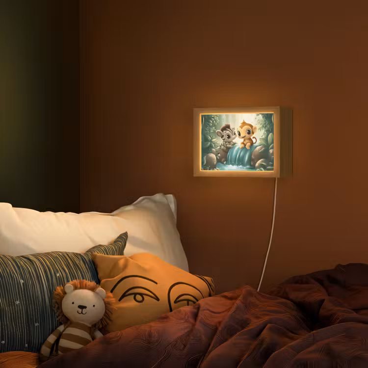 Lightbox - Wandlampe - Kinderzimmer - Zebra - Affe - Cartoon - Wasserfall — 2