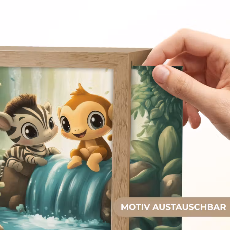 Lightbox - Wandlampe - Kinderzimmer - Zebra - Affe - Cartoon - Wasserfall — 5
