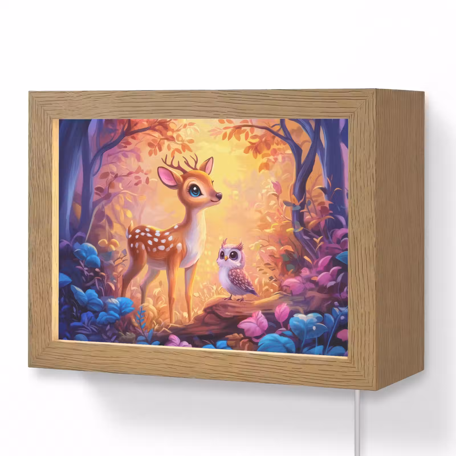 Lightbox - Wandlampe - Kinderzimmer - Rehlein - Eule - Fantasie - Wald — 1