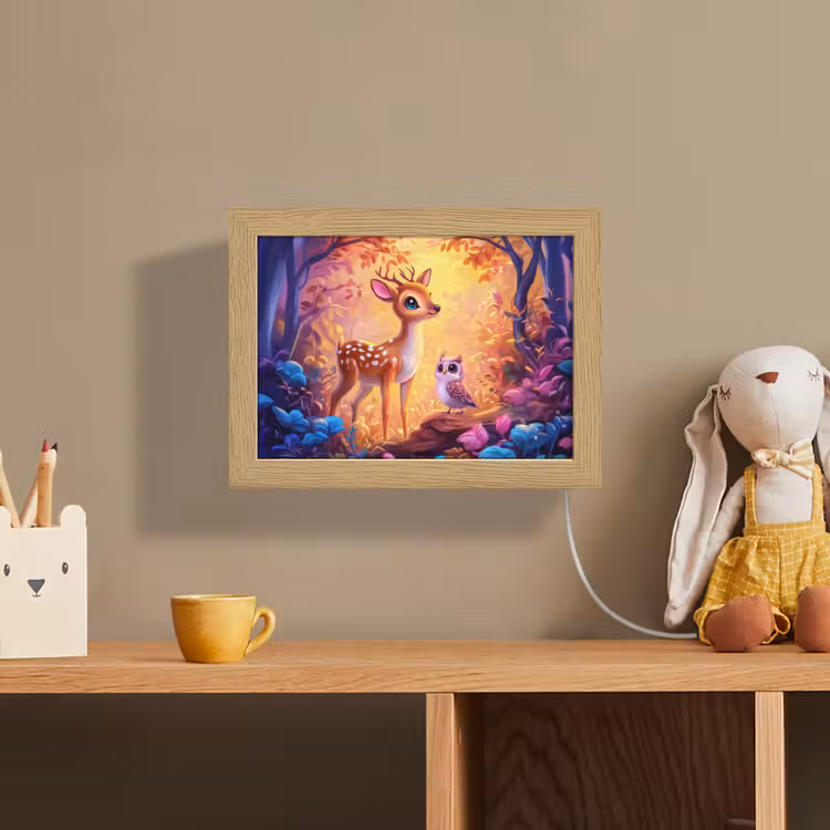 Lightbox - Wandlampe - Kinderzimmer - Rehlein - Eule - Fantasie - Wald — 3