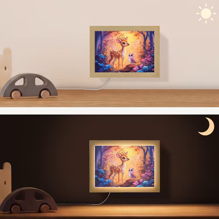 Lightbox - Wandlampe - Kinderzimmer - Rehlein - Eule - Fantasie - Wald — 4