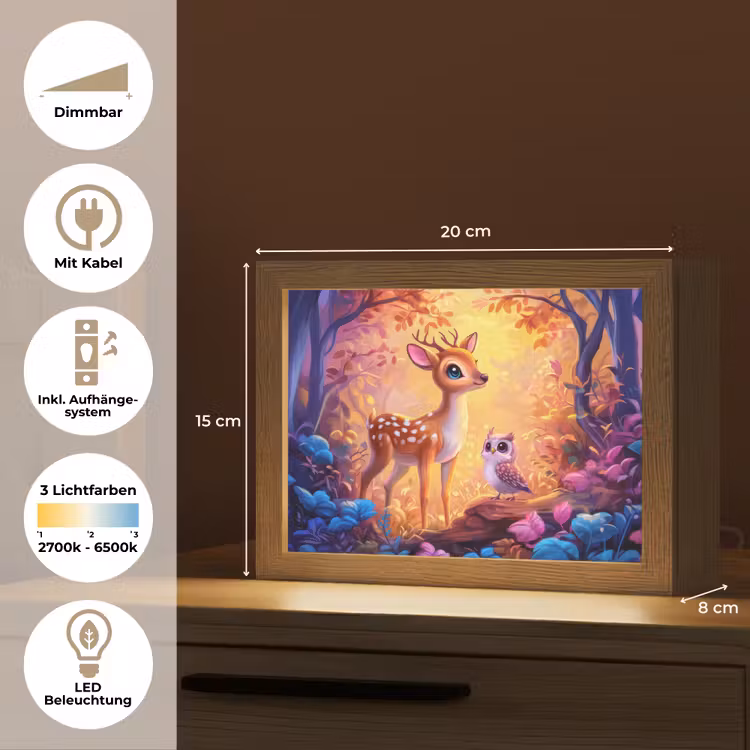 Lightbox - Wandlampe - Kinderzimmer - Rehlein - Eule - Fantasie - Wald — 8