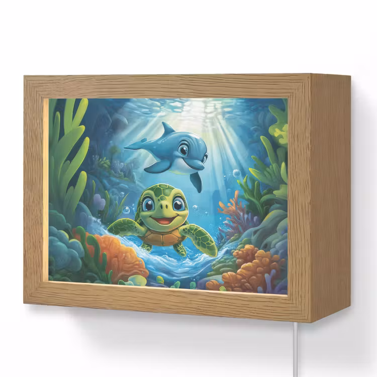 Lightbox - Wandlampe - Kinderzimmer - Schildkröte - Delfin - Ozean — 1