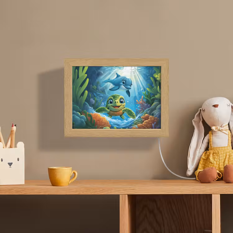 Lightbox - Wandlampe - Kinderzimmer - Schildkröte - Delfin - Ozean — 3
