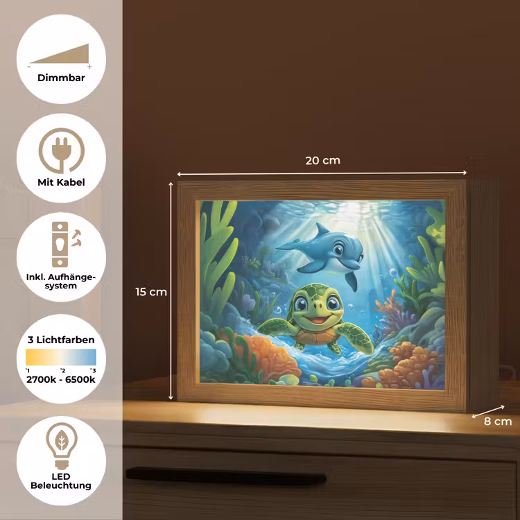 Lightbox - Wandlampe - Kinderzimmer - Schildkröte - Delfin - Ozean — 8