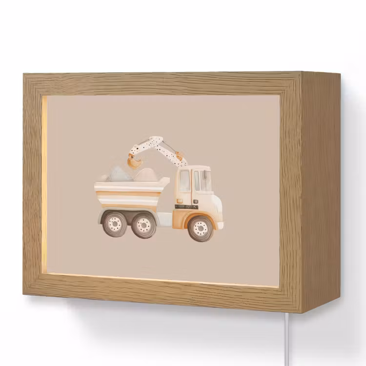 Lightbox - Wandlampe - Kinderzimmer - Kipplaster - Auto - Beige — 1