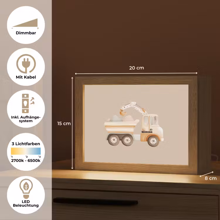 Lightbox - Wandlampe - Kinderzimmer - Kipplaster - Auto - Beige — 8