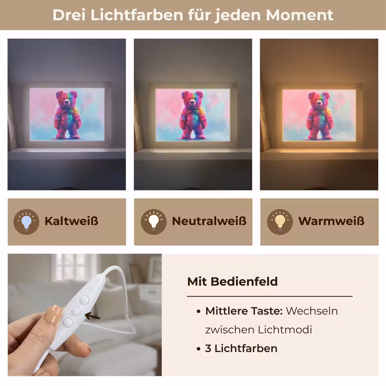 Lightbox - Wandlampe - Kinderzimmer - Bär - Bunt - Tier — 7