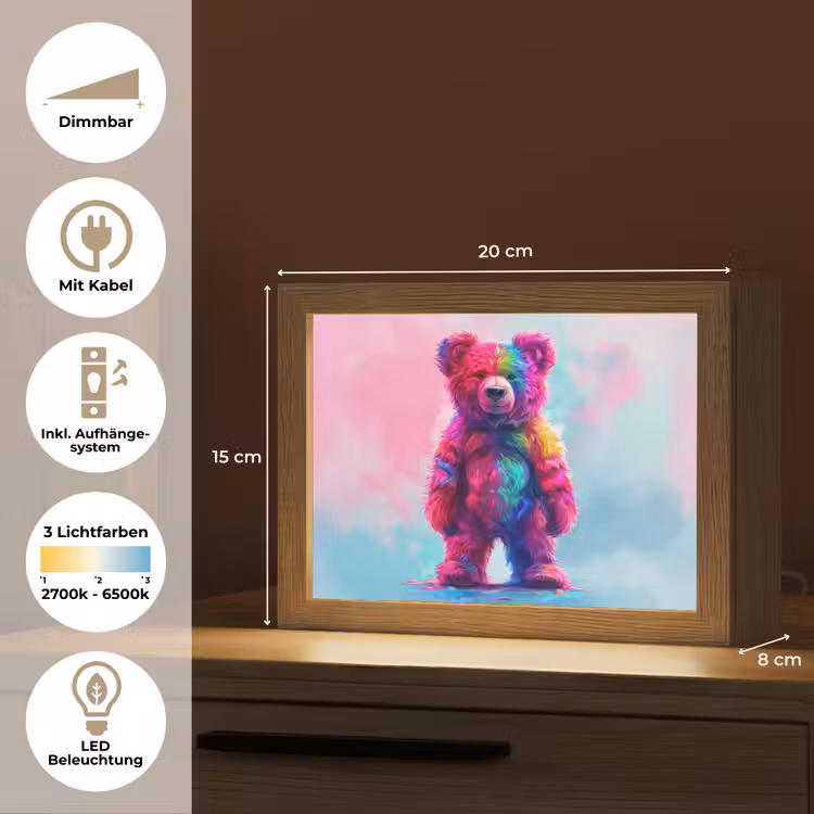 Lightbox - Wandlampe - Kinderzimmer - Bär - Bunt - Tier — 8