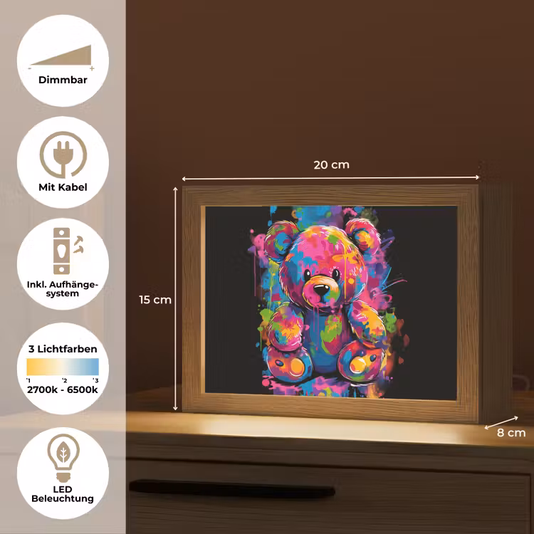 Lightbox - Wandlampe - Kinderzimmer - Bär - Farbe - bunt - Plüschtier — 8