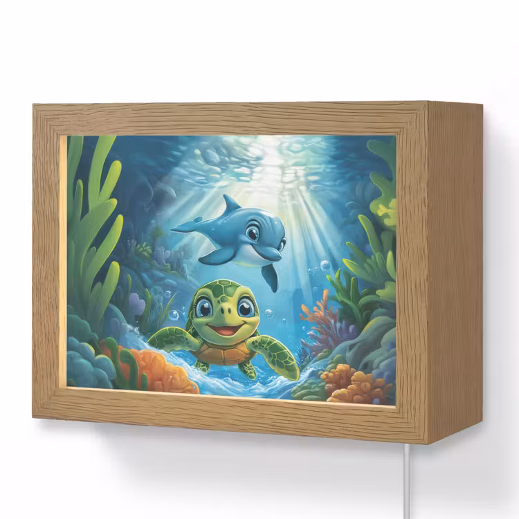 Lightbox - Wandlampe Kinderzimmer mit Namen - Schildkröte - Delfin - Ozean — 1