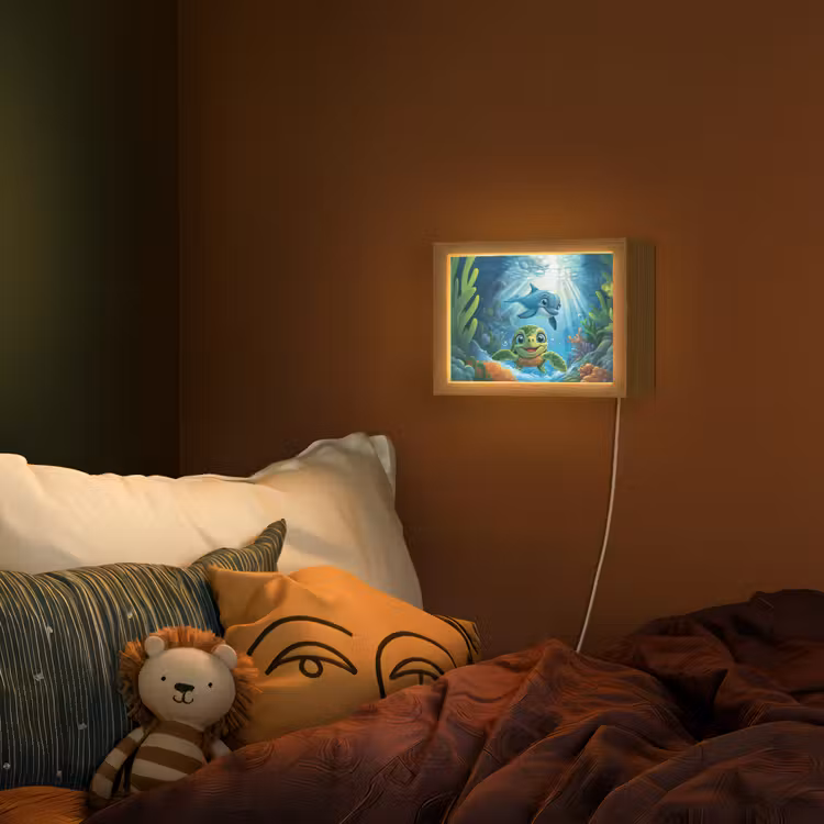 Lightbox - Wandlampe Kinderzimmer mit Namen - Schildkröte - Delfin - Ozean — 2