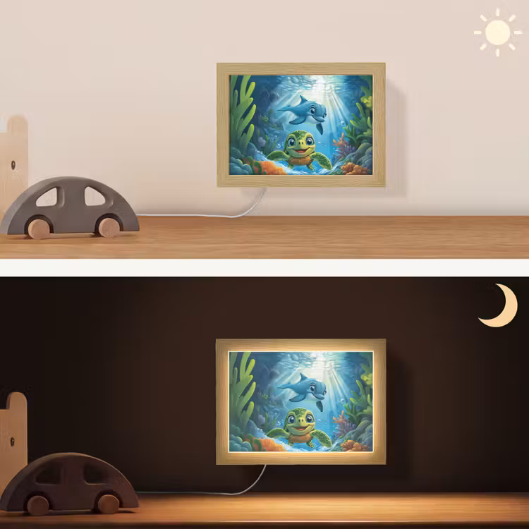 Lightbox - Wandlampe Kinderzimmer mit Namen - Schildkröte - Delfin - Ozean — 4
