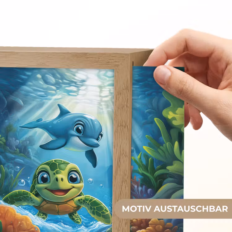Lightbox - Wandlampe Kinderzimmer mit Namen - Schildkröte - Delfin - Ozean — 5