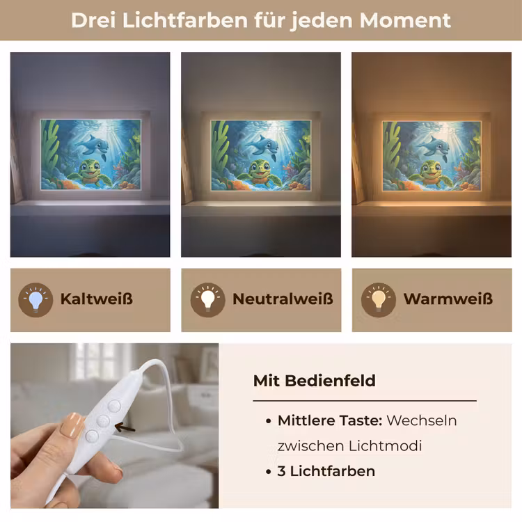 Lightbox - Wandlampe Kinderzimmer mit Namen - Schildkröte - Delfin - Ozean — 7