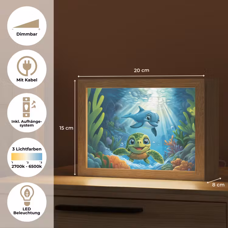 Lightbox - Wandlampe Kinderzimmer mit Namen - Schildkröte - Delfin - Ozean — 8