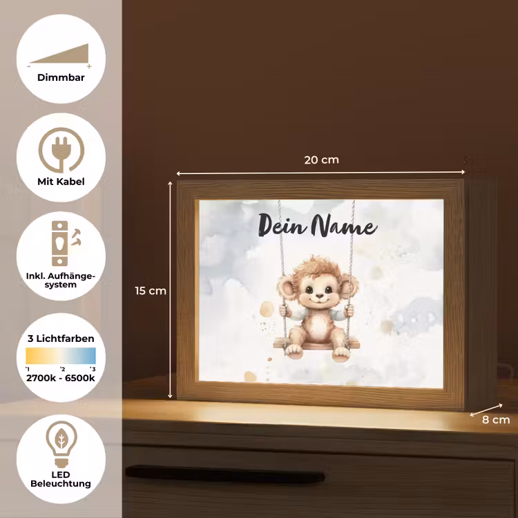 Lightbox - Wandlampe Kinderzimmer mit Namen - Affe - Tier - Kinder — 8