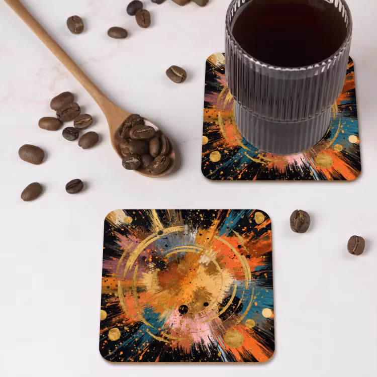 Untersetzer​ - Explosion - Farbtextur - Gold - Abstrakt — 4
