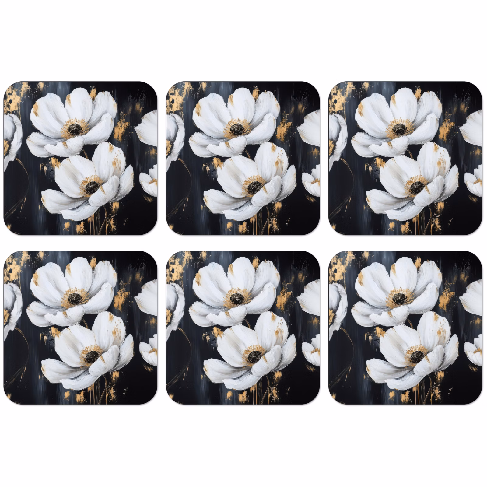 Untersetzer - Blumen - Weiß - Abstrakt — 1