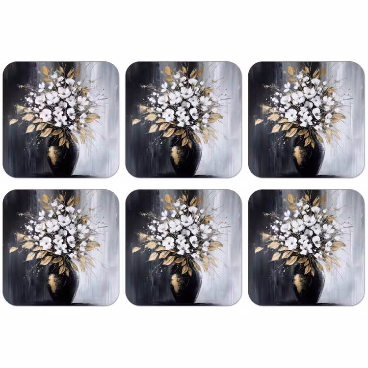 Untersetzer​ - Blumen - Weiß - Vase - Abstrakt — 1