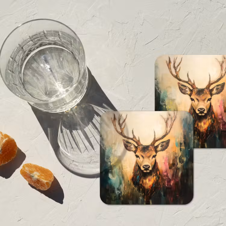 Untersetzer​ - Hirsch - Gemalt - Geweih - Braun — 2