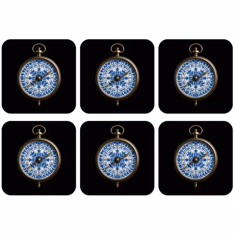 Untersetzer - Kompass - Delfter Blau - Schwarz — 1