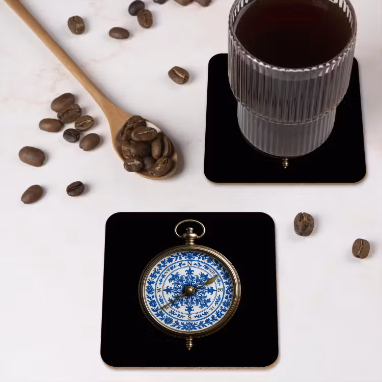 Untersetzer - Kompass - Delfter Blau - Schwarz — 4