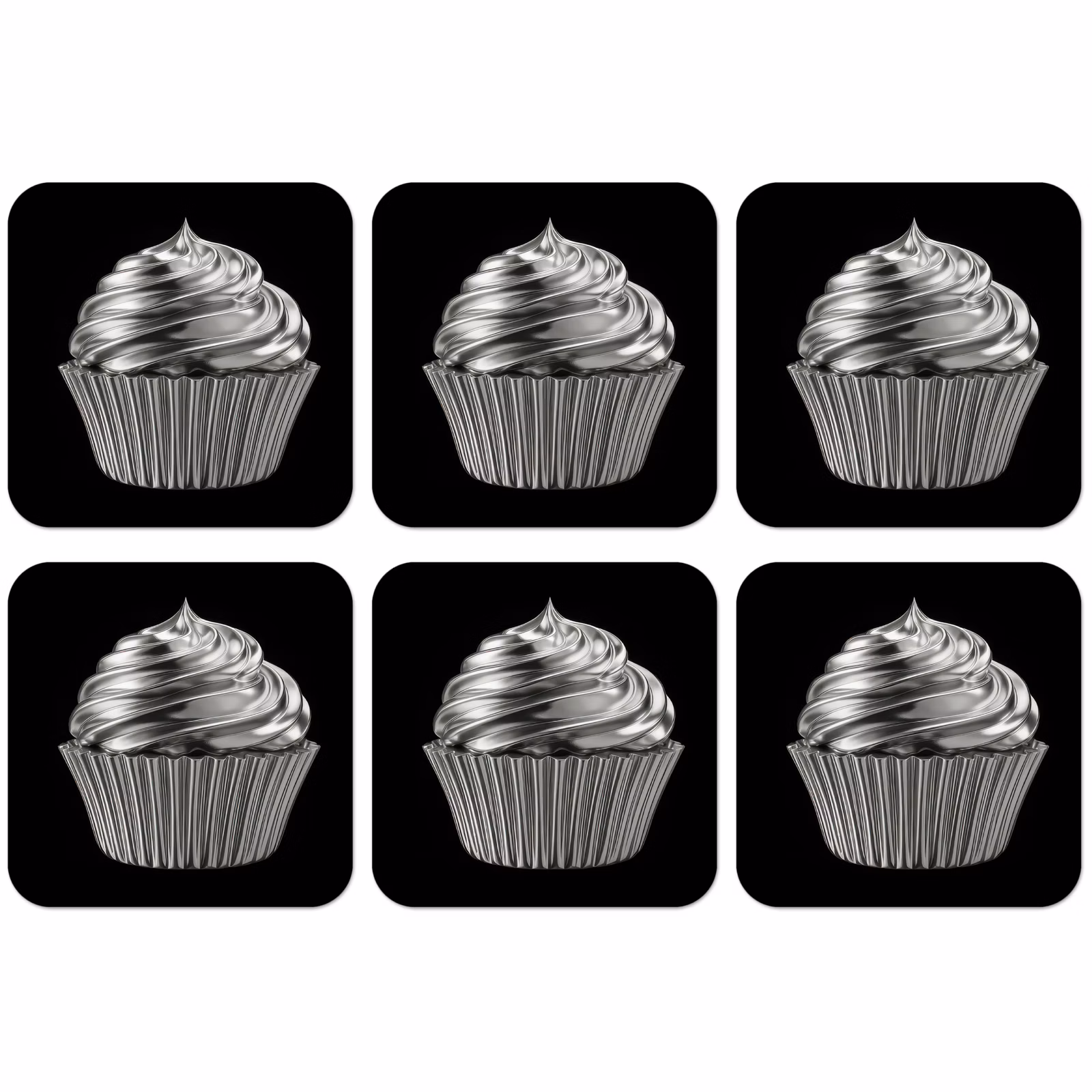 Untersetzer - Cupcake - Luxuriös - Silber — 1
