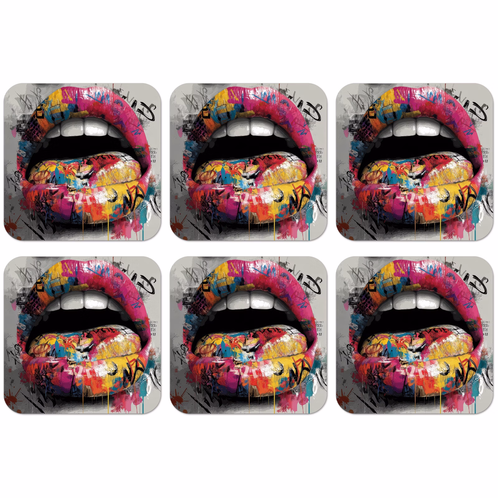 Untersetzer - Lippen - Graffiti - Ausdrucksstark — 1