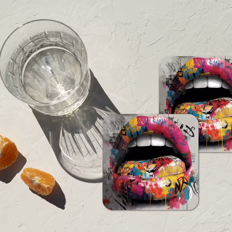 Untersetzer - Lippen - Graffiti - Ausdrucksstark — 2