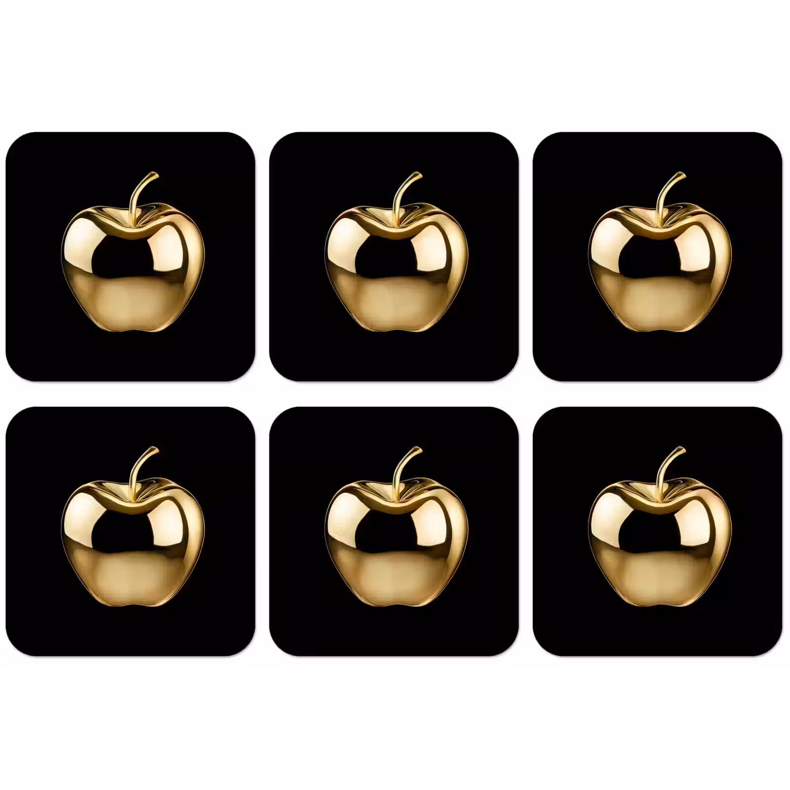 Untersetzer - Apfel - Gold - Chrom - Schwarz — 1