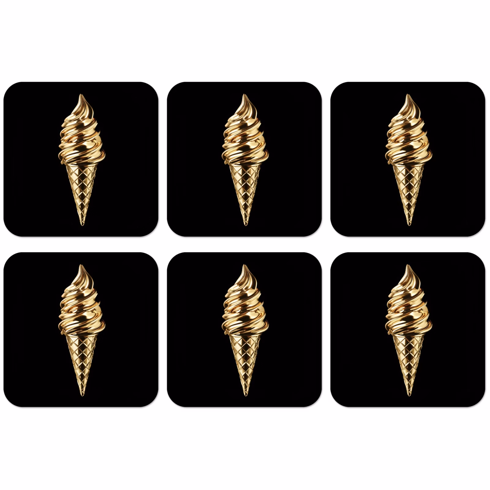 Untersetzer - Eiscreme - Gold - Schwarz - Lebensmittel — 1