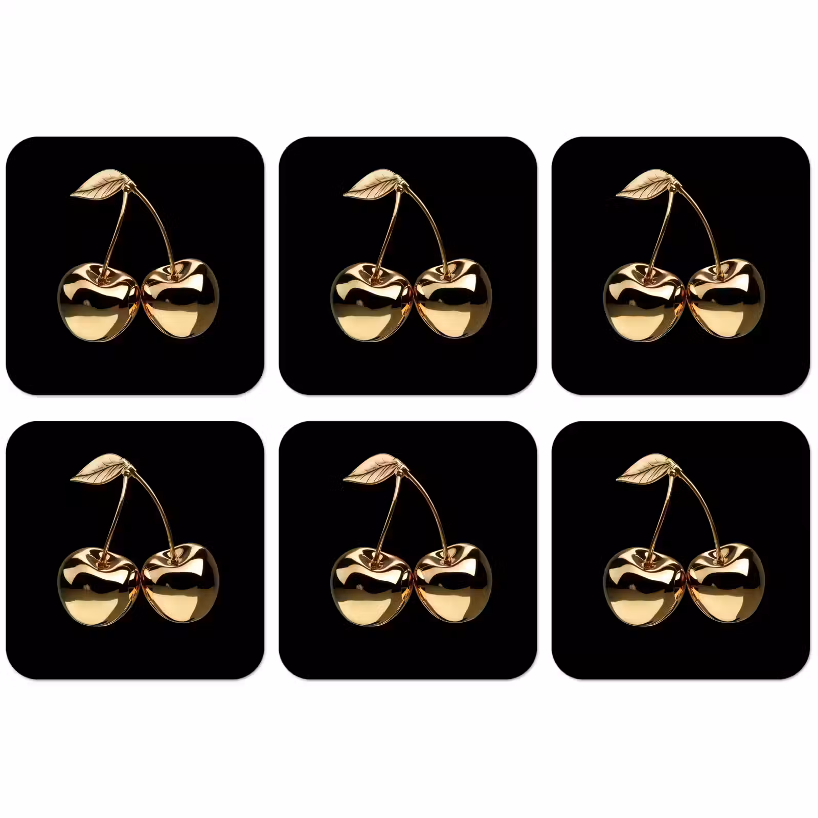 Untersetzer - Kirsche - Schwarz - Gold - Chrom — 1