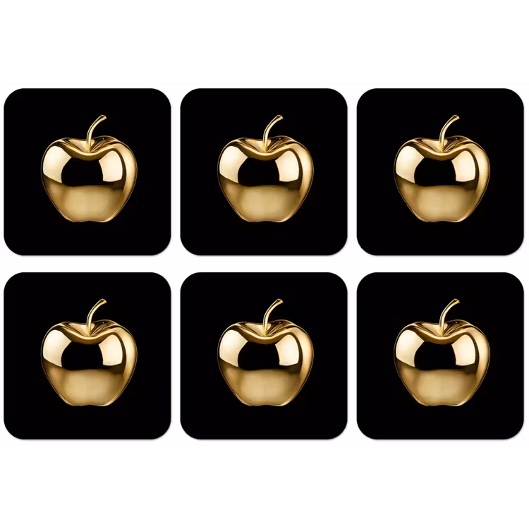 Untersetzer - Apfel - Gold - Chrom - Schwarz — 1