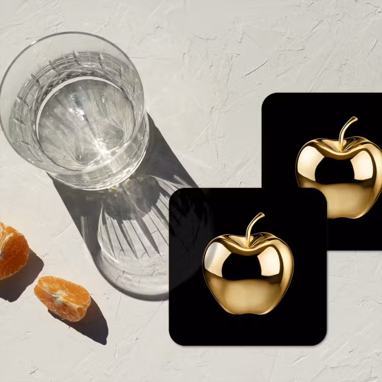 Untersetzer - Apfel - Gold - Chrom - Schwarz — 2