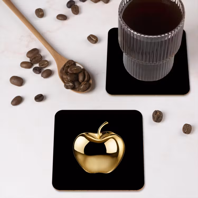 Untersetzer - Apfel - Gold - Chrom - Schwarz — 4