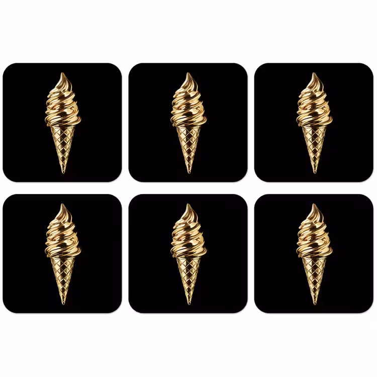 Untersetzer - Eiscreme - Gold - Schwarz - Lebensmittel — 1