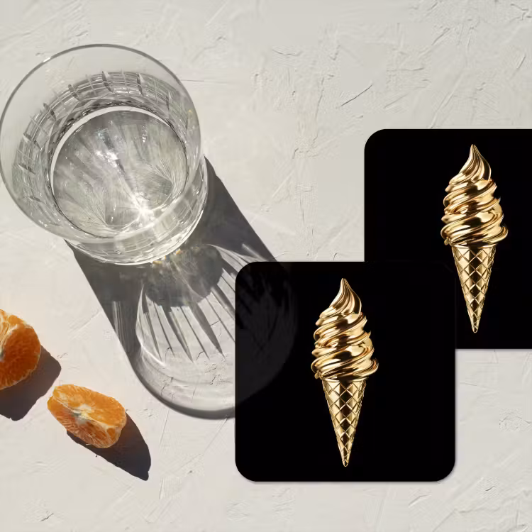 Untersetzer - Eiscreme - Gold - Schwarz - Lebensmittel — 2
