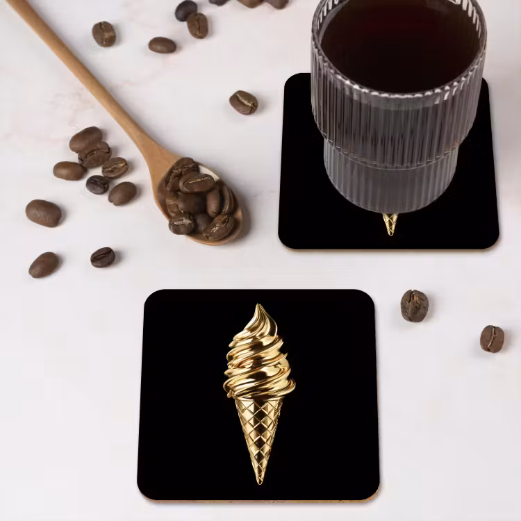 Untersetzer - Eiscreme - Gold - Schwarz - Lebensmittel — 4