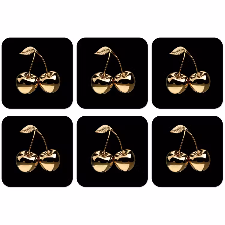 Untersetzer - Kirsche - Schwarz - Gold - Chrom — 1