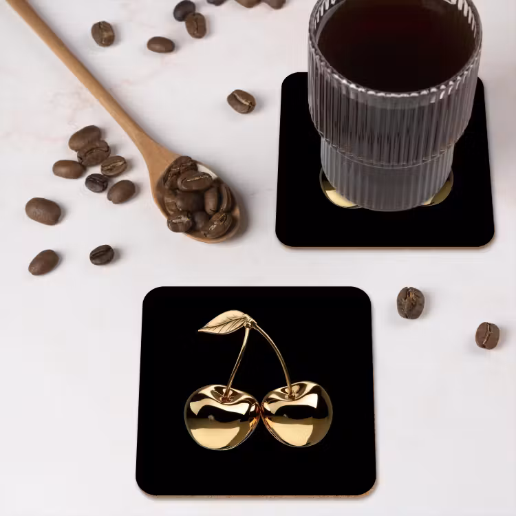 Untersetzer - Kirsche - Schwarz - Gold - Chrom — 4