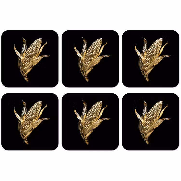 Untersetzer - Mais - Lebensmittel - Gold - Schwarz — 1
