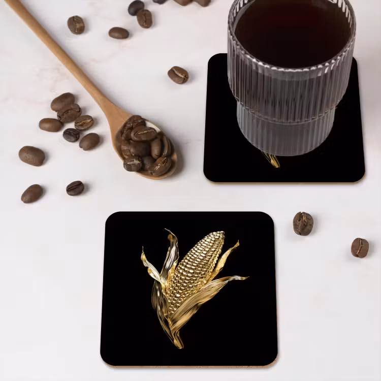 Untersetzer - Mais - Lebensmittel - Gold - Schwarz — 4