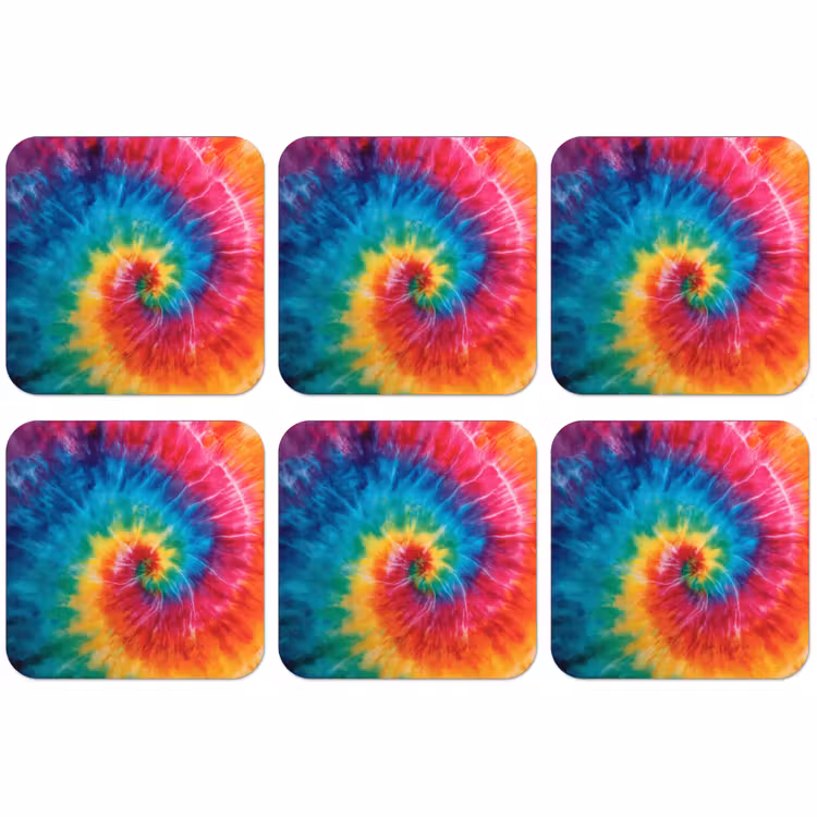 Untersetzer - Regenbogen - Krawattenfärbung - Bunt - Blau — 1