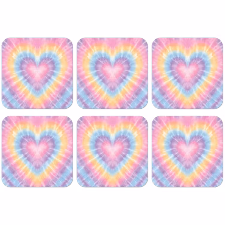 Untersetzer - Herzform - Pastellfarben - Tie Dye — 1
