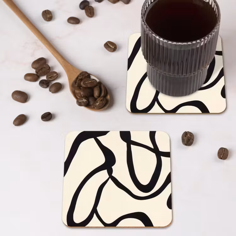 Untersetzer​ - Abstrakt - Linien - Modern - Beige — 4