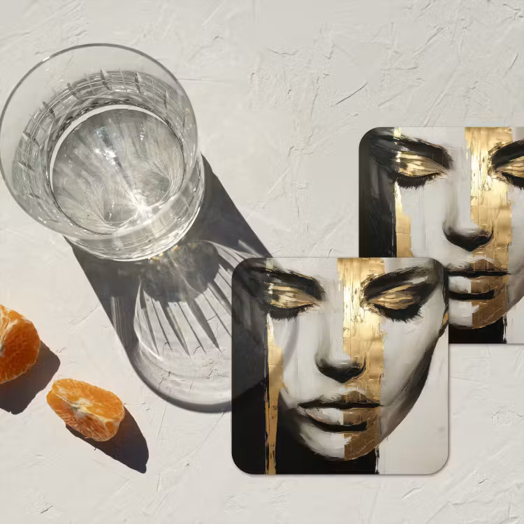 Untersetzer - Augen - Gesicht - Gold - Streifen — 2