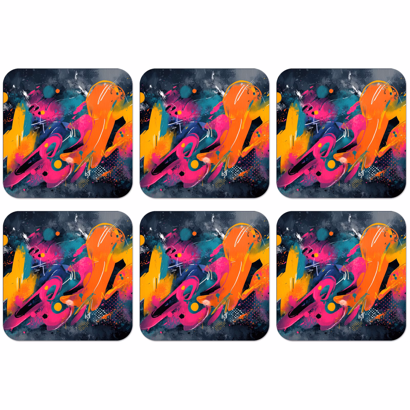 Untersetzer - Abstrakt - Graffiti - Farbenfroh - Farbspritzer — 1